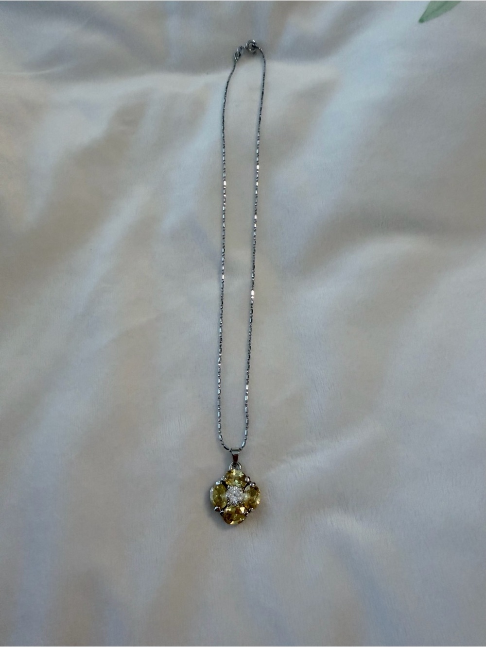 Delicate Yellow Crystal Pendant Necklace - Women's Jewelry